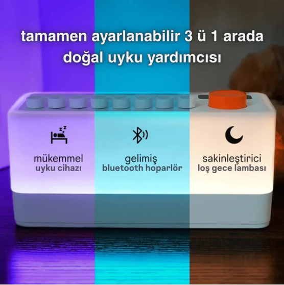 8 Doğa Sesli Beyaz Gürültü Uyku Sesi Makinesi,7 Renk Gece Işıkları