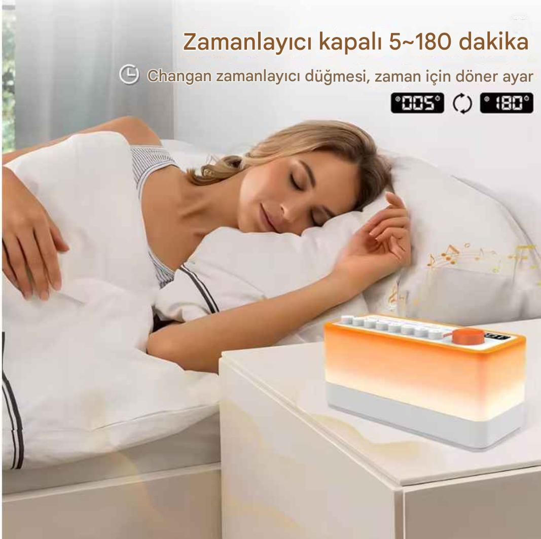 8 Doğa Sesli Beyaz Gürültü Uyku Sesi Makinesi,7 Renk Gece Işıkları