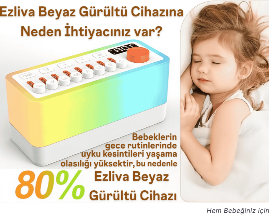 8 Doğa Sesli Beyaz Gürültü Uyku Sesi Makinesi,7 Renk Gece Işıkları