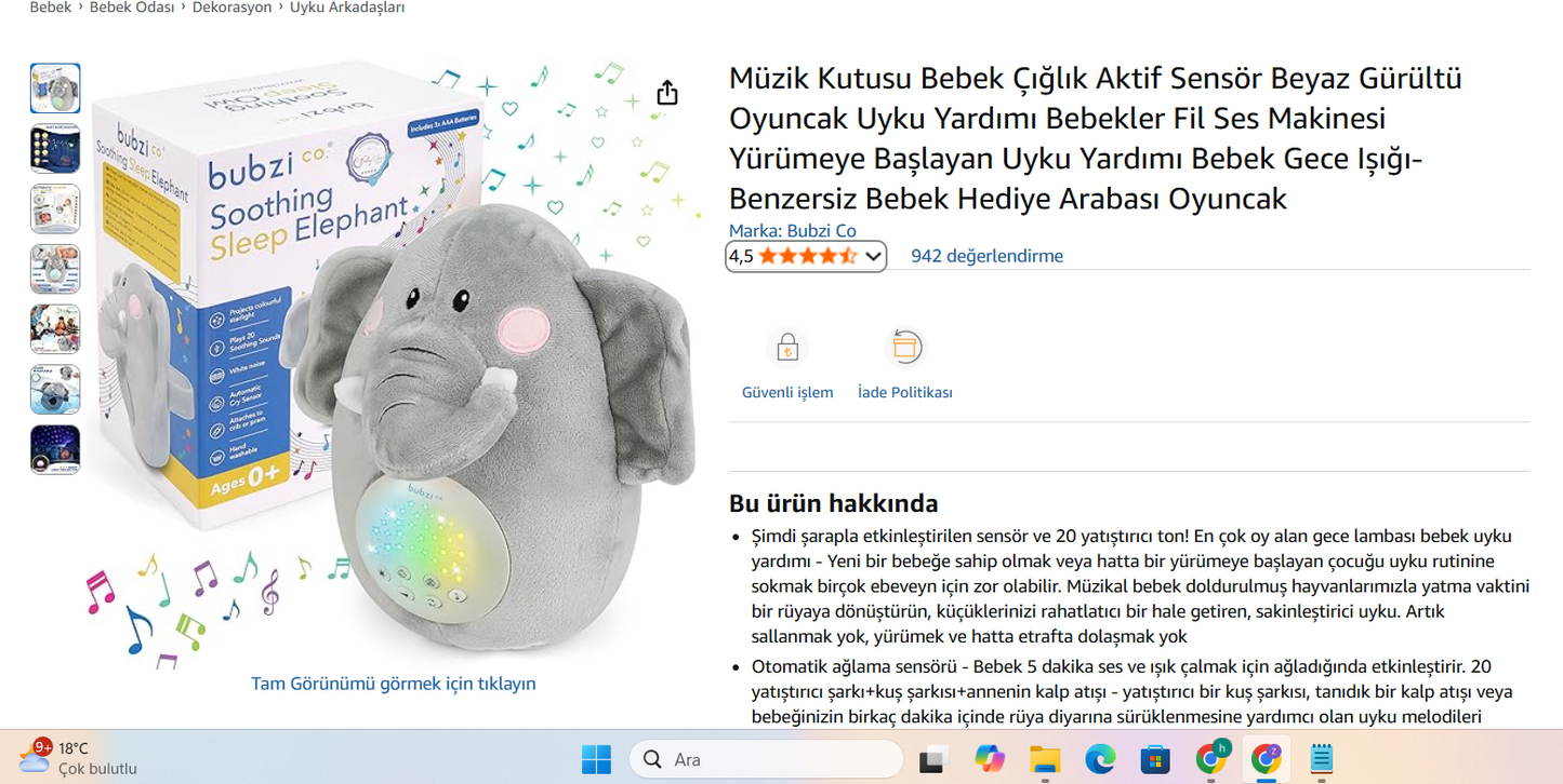 Müzik Kutusu Bebek Çığlık Aktif Sensör Beyaz Gürültü Oyuncak Uyku Yardımı Bebek Gece Işığı-Benzersiz